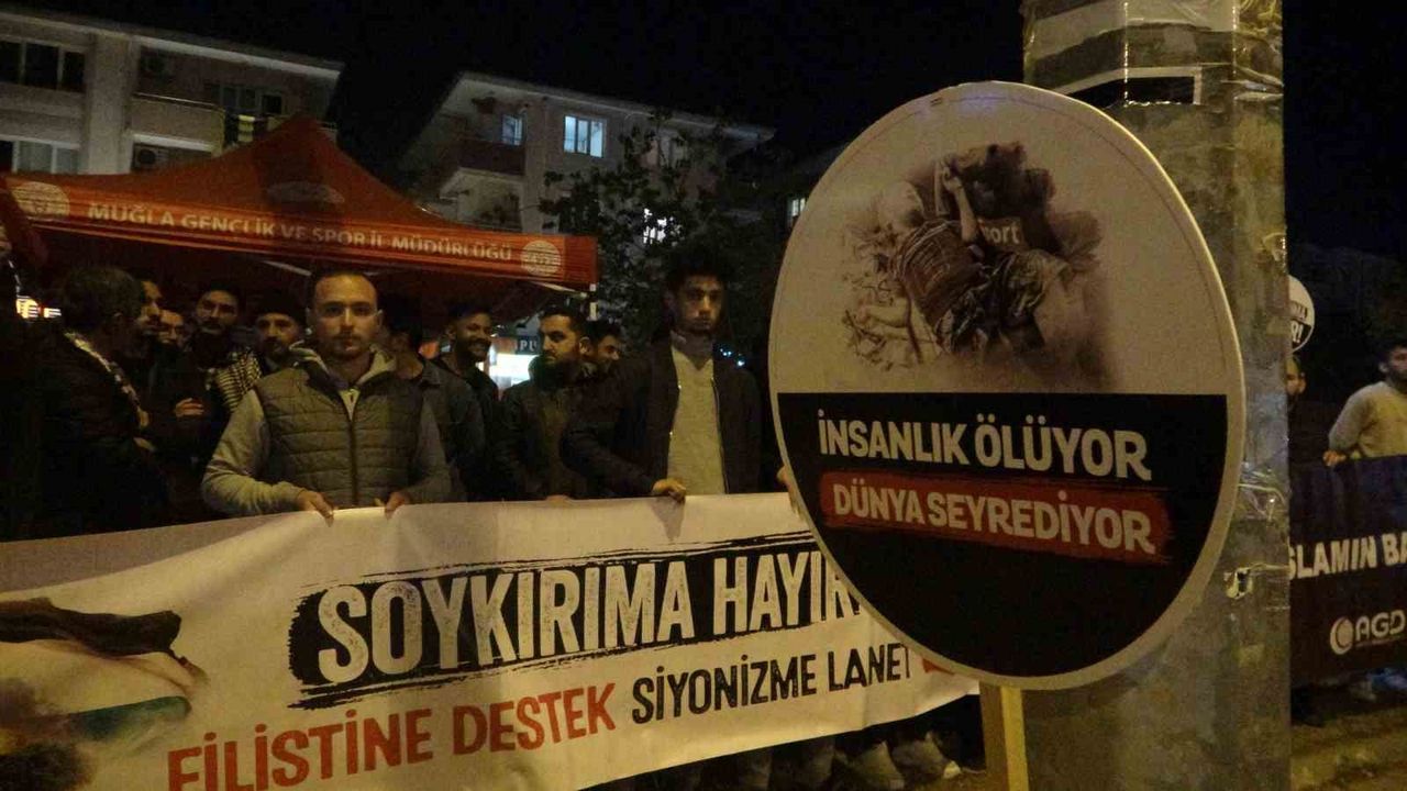 MUĞLA'DA İSRAİL'İN GAZZE SALDIRILARINA PROTESTO