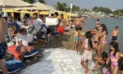 Bodrum'da sıcağa karşı ilginç çözüm: Sahile 2 ton buz döküldü