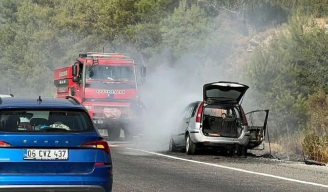 MİLAS'TA OTOBOMİL BİRDEN ALEV TOPUNA DÖNDÜ!