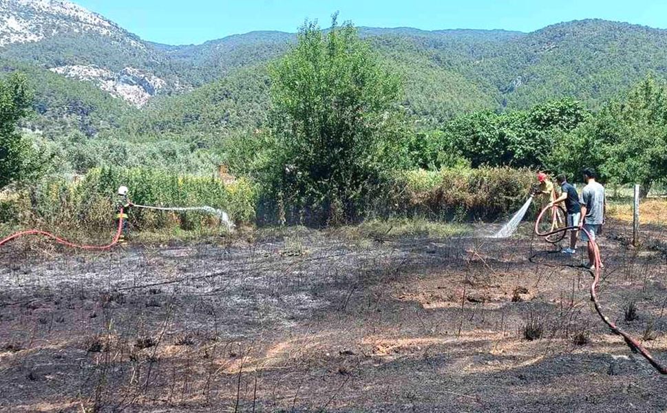 Yaraş'ta arazi yangını güçlükle söndürüldü