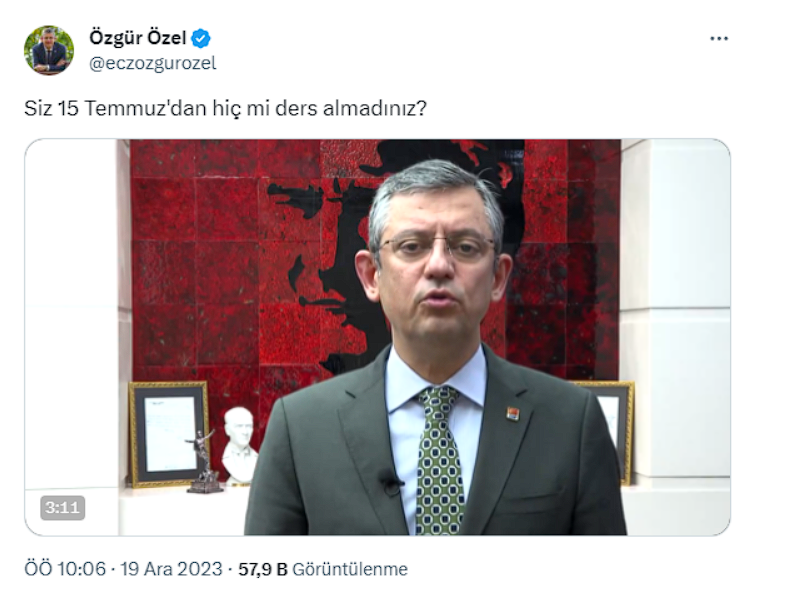 CHP GENEL BAŞKANI ÖZGÜR ÖZEL'DEN MSB BAKANINA AĞIR SÖZLER
