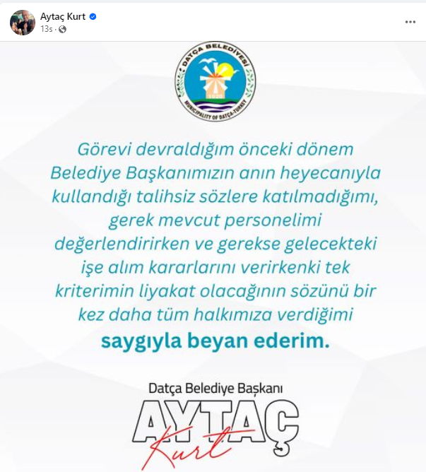 BELEDİYE BAŞKANI KURT, TEPKİ ÇEKEN KONUŞMAYA ‘ANIN HEYECANI’ DEDİ