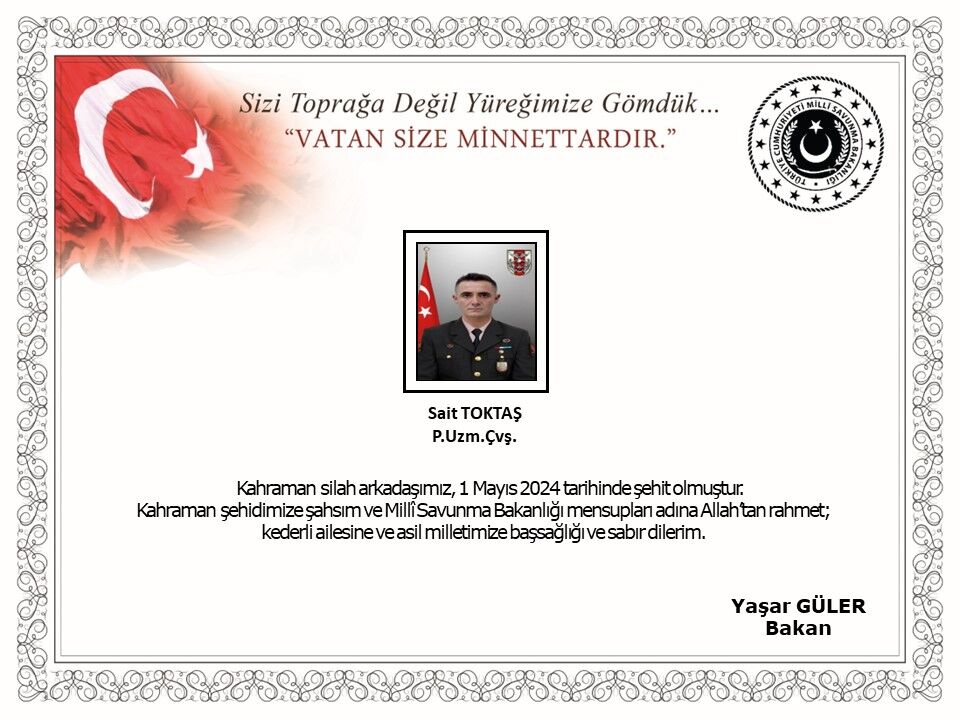 PENÇE KİLİT'TE 1 ASKERİMİZ ŞEHİT OLDU