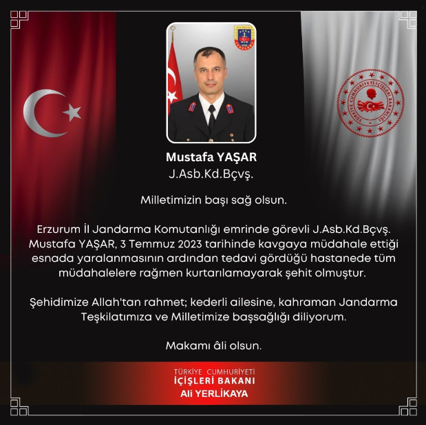 BAKAN YERLİKAYA ACI HABERİ DUYURDU! ASTSUBAY ŞEHİT OLDU