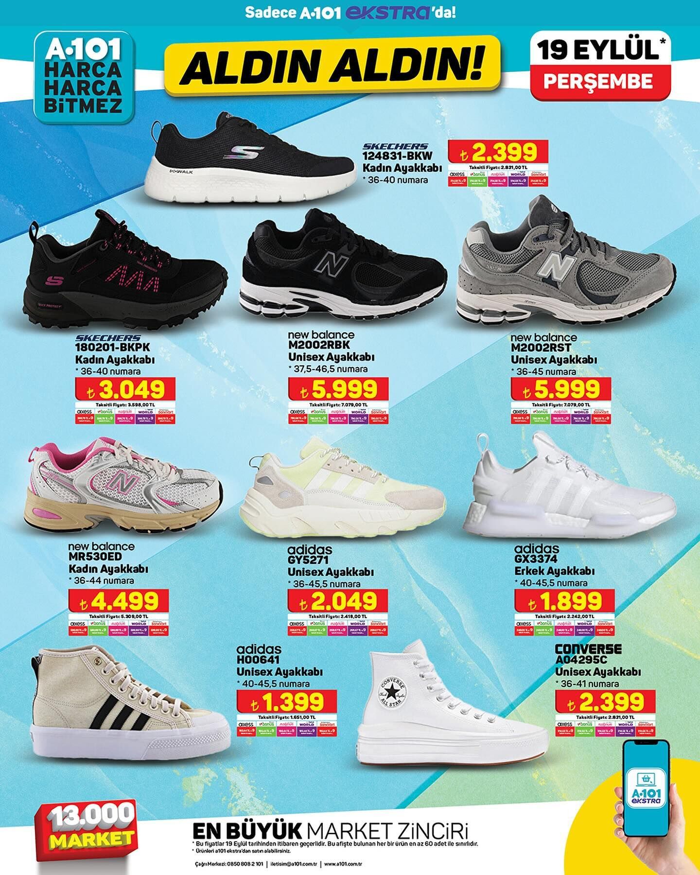 A101 19-26 Eylül 2024 indirim kataloğu! New Balance ile Skechers ayakkabılarda sürpriz fırsatlar
