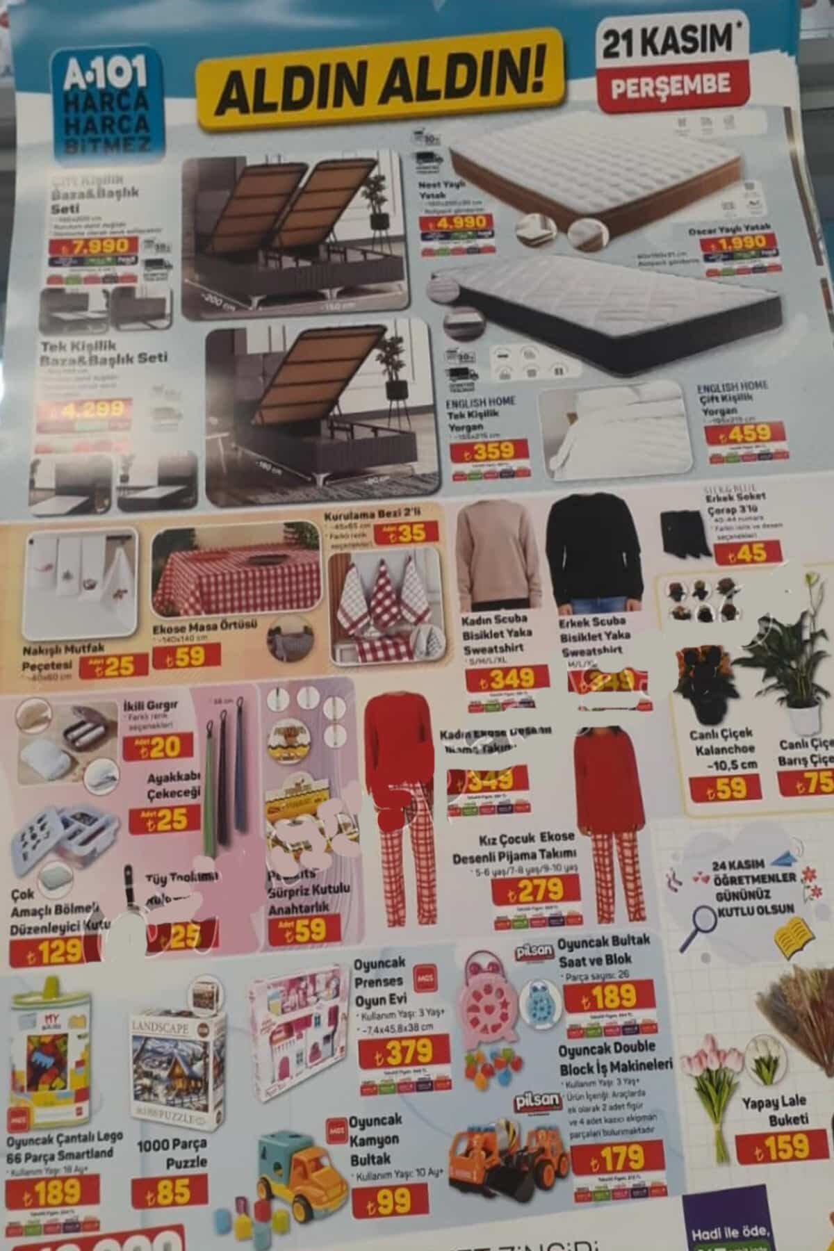 A101 21 Kasım 2024 aktüel ürünler! A101'de Perşembe hangi ürünlerde indirim var?