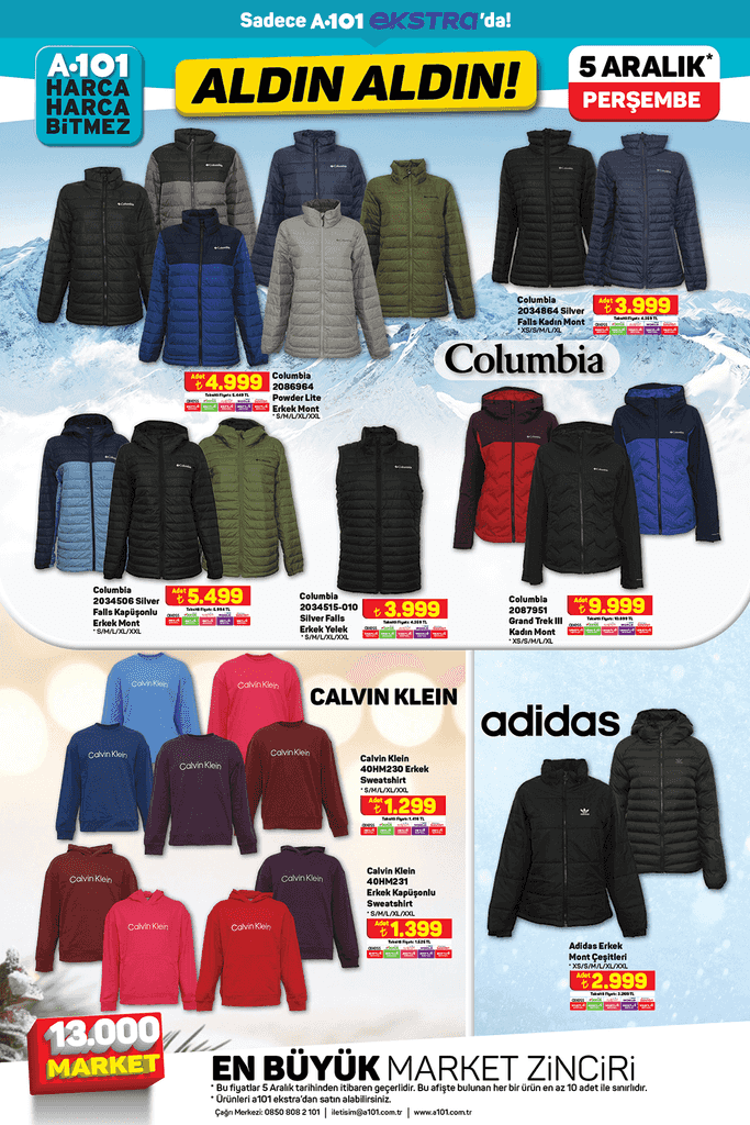 A101'den 1 haftalık dev yılbaşı indirimi; Columbia montlardan New Balance ayakkabılara