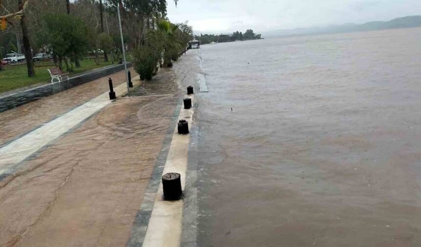 Yağmur suları Köyceğiz Gölü'nü taşırdı, su baskını yaşandı