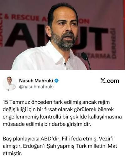 Nasuh Mahruki'nin 15 Temmuz 2026 twitter paylaşımı